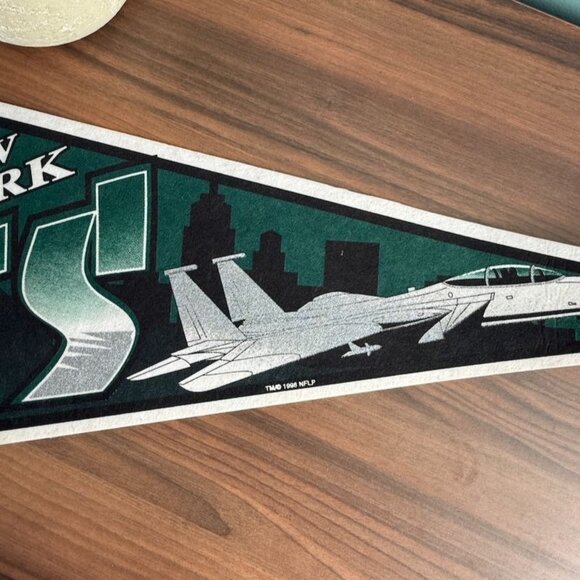 Vintage 1998 New York Jets Felt Pennant NFLP Tag Express 29"x12" - Picture 7 of 13